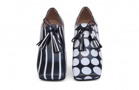 strips and dots leather women's shoes 