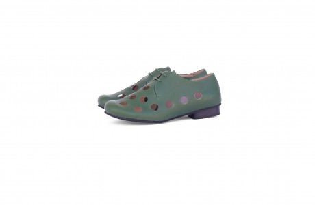 Green cutout women's shoes 