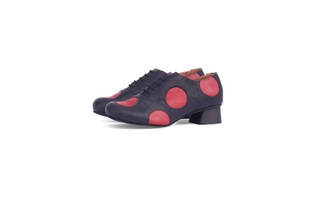 black and redLeather Dots Shoes