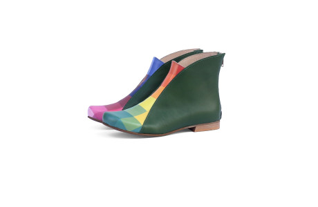 green and colorful Leather Boots 