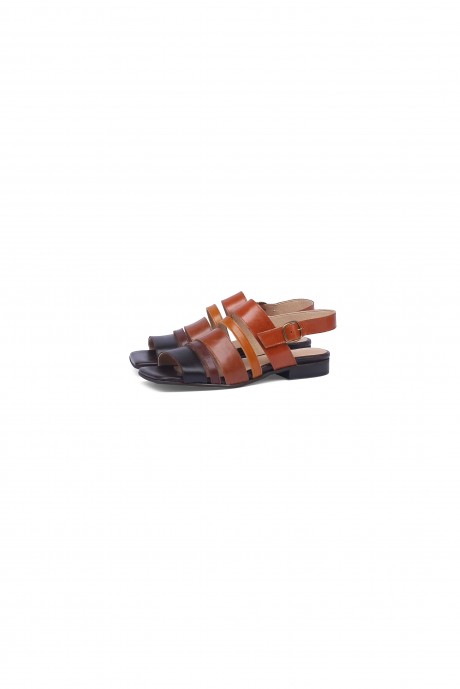 Brown leather women's sandals 