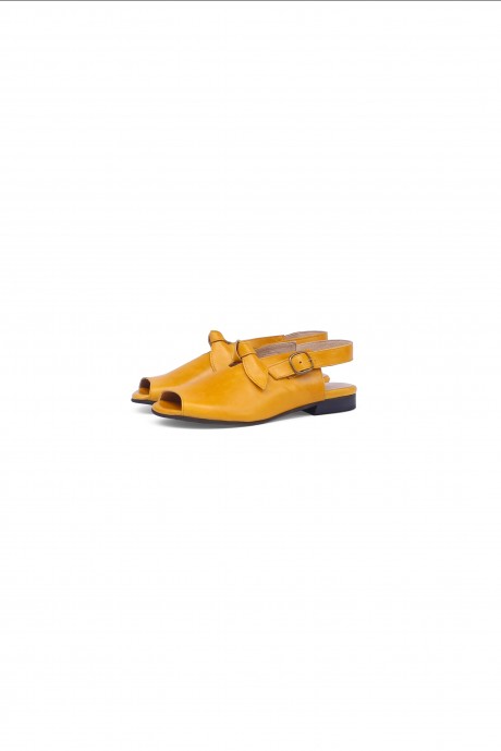 Yellow leather sandals flat