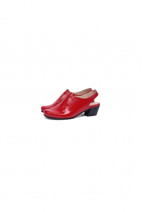 Red leather clogs 