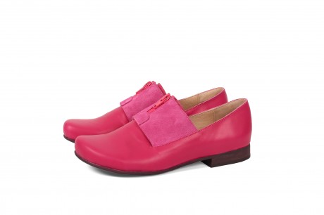 Flat leather womens shoes in pink by ADIKILAV