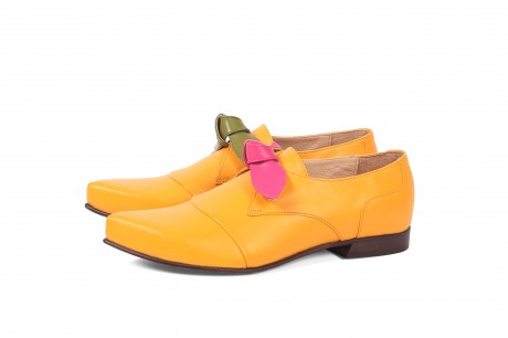 Yellow leather womens shoes